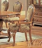 Set of 2 Dining Arm Chairs in Brown Finish