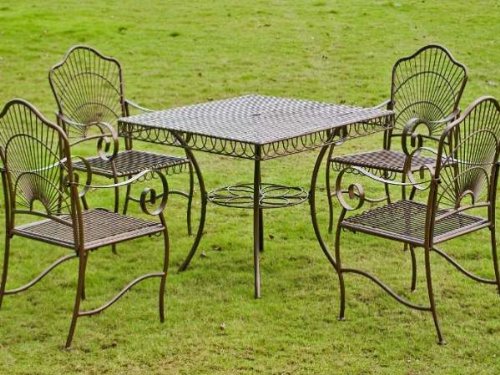 5 Pc Patio Set in Wrought Iron w Optional Cushions product image