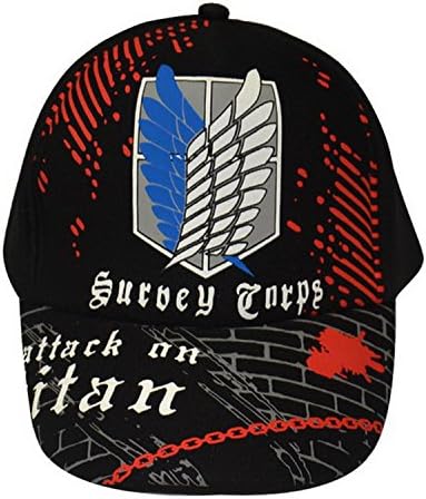 PYC004 Attack On Titan Anime Survey Corps Logo Black Cotton Peak Cap