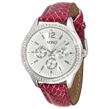 XOXO Womens XO3180 Silver Dial Fuchsia Snake S