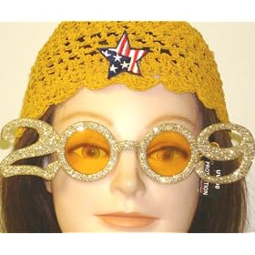 Click here to buy Hand Crocheted Gold Gimp Skull Cap Trimmed with Star American Flag Offered in Combination with... by Gita.