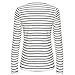 Women Sexy Casual V-Neck Striped Long Sleeve Bandage T-Shirt Tops Tees (M) White