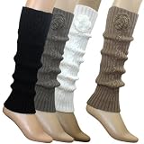 Hand Crochet Flower Fashion Ribbed Knit Soft Acrylic Leg Warmer