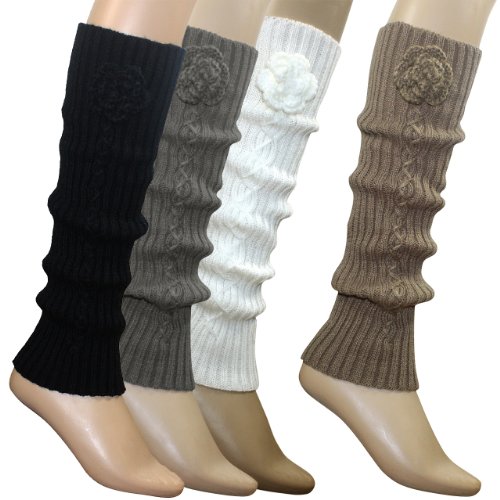 Lowest Price Hand Crochet Flower Fashion Ribbed Knit Soft Acrylic Leg Warmer
