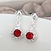 NYKKOLA Fashion Classic Jewelry 925 Solid Silver Beautiful Ruby Crystal Earrings