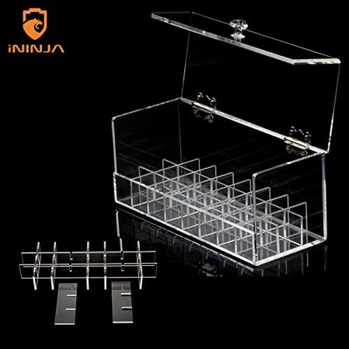 iNINJA DIY Adjustable Handmade Dust Free Clear Acrylic Lipstick Eye Shadow Makeup Organizer Holder Case 24 Space Storage