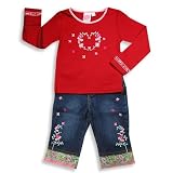 Lipstik - Girls Long Sleeve Denim Capri Set, Maroon, Blue
