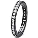 Sterling Silver 925 Women's Black plated Eternity Ring Engagement wedding Band with Cubic Zirconia