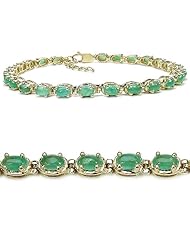 8.80 Carat Genuine Emerald 14K Gold Plated Sterling Silver Bracelet