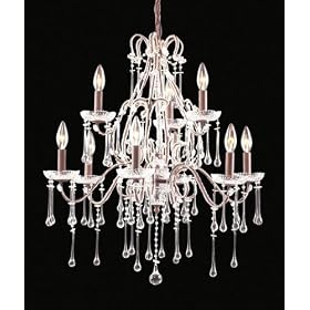 9 Light Chandelier In Rust And Rose Crystal By ELK Lighting 4013 6+3RS
