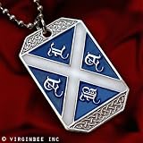 SCOTLAND FLAG ALBA PENDANT SAINT ANDREW CROSS SCOTTISH BLUE CELTIC DOG TAG MILITARY BEAD CHAIN NECKLACE