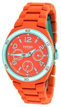 Fossil #ES2578 Women's Orange Resin Berkeley Multi Function Watch