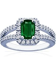 14K White Gold Cushion Cut Emerald Ring With Sidestones (GIA Certificate)