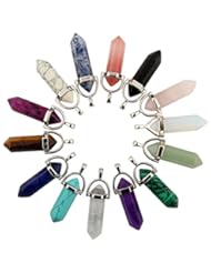 From Amazon.com. Click for details:
 Art and Craft Supply: Mutilcolor 14pcs Bullet Shape Healing Pointed Chakra Pendants Quartz Crystal Stone Charm Randow Color for Necklace Making - Cmidy Art and Craft Supply: Mutilcolor 14pcs Bullet Shape Healing Pointed Chakra Pendants Quartz Crystal Stone Charm Randow Color for Necklace Making - Cmidy