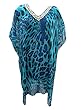 Blue Sheer Kaftan Cover Up Printed Chiffon Dress