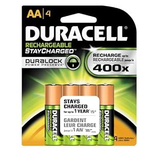 Duracell Rechargeables StayCharged AA Batteries, 4-Count