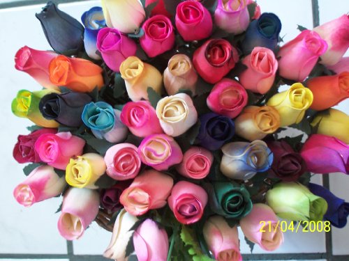 One Dozen Assorted Wooden Roses