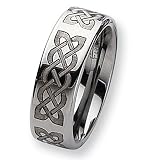Tungsten Carbide Ring with Celtic Knot Design (8.0 mm) - Sizes 7-13