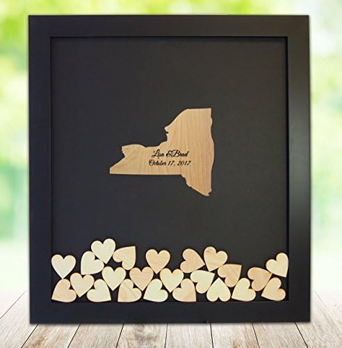 New York Drop Box Guest Book Frame - Wedding Guest Book Frame - New York state shaped drop heart