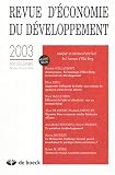 Revue d economie du developpement, N deg; 4 decembre 2003 : Analyser les relations Nord-Sud