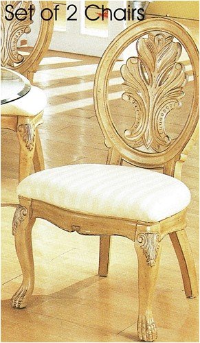 Set of 2 Antique Buttermilk Solid Wood & Veneer Dining Side Chairs