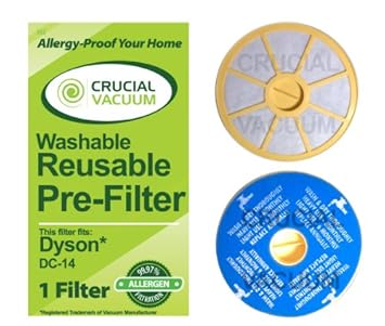 Crucial Vacuum Dyson DC-14 Washable & Reusable Pre-Filter, Replaces Dyson DC14 Pre-Motor Filter Part # 905401-01 (90540101)