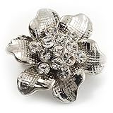 Tiny Crystal Flower Pin Brooch