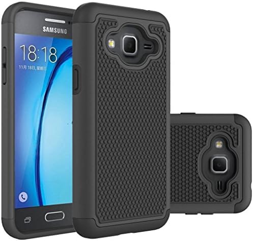 J3 Case, Express Prime Case, Amp Prime Case, ILLUSIA [Shock Absorption] Hybrid Armor Defender Protective Case Cover for Samsung Galaxy J3 / Express Prime / Amp Prime (Black)