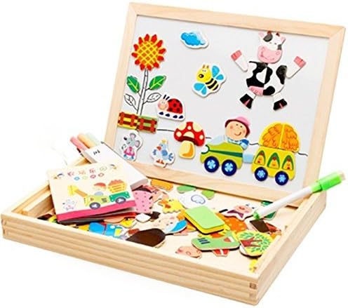 Keetek Drawing Board Baby Kids Wood Magnetic Oppssed Child Educational Toys Animal Spells Happily Christmas Gifts for Kids(Farm Life) by Keetek