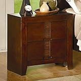 Nightstand with Bamboo Like Design in Cherry Finish