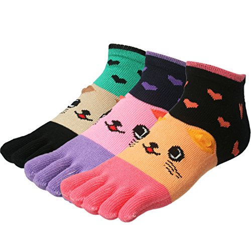 kilofly Cute Full Toe Socks Value Pack, with Small Earflaps, Set of 3 Pairs