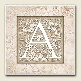 AbsorbaStone Coaster set~ "A " Monogram initial ~ 4 Tile Drink Coasters ~ code 567