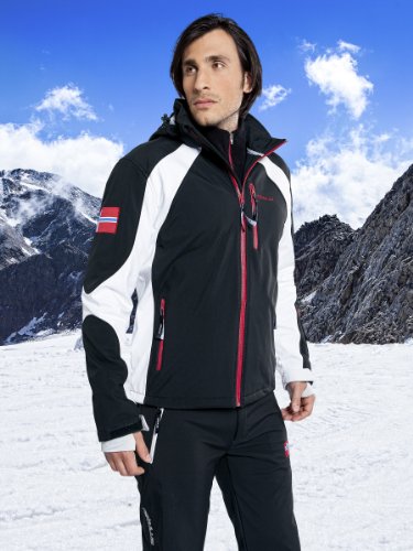 NEBULUS Softshell ski jacket ROCKSHELL, men's, black-white, 10,000mm water column (Q300), X-Large