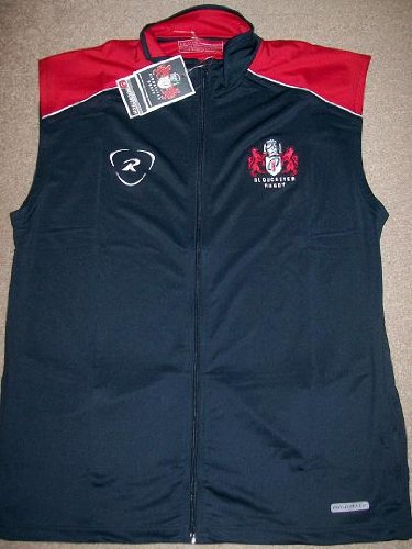RugbyTech Gloucester Rugby Mens Sleeveless Zip Training Top Navy L