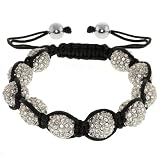 10Mm Shiny Hip Hop 10 White Crystal Ball Adjustable Bracelet