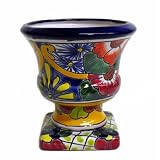 Talavera Urn Style Planter Pot, 7 &acute; Tall - Assorted Colors - B00192HWNG
