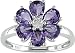 10K White Gold 1/10 ctw Diamond & Amethyst Flower Ring