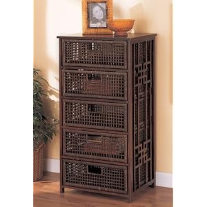 Tao 5 Drawer Chest (Dark Brown) (41.5H x 21.5W x 16.5D)