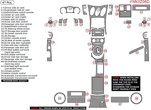Car Interior Flat Overlay Kit By WOW Trim, Item# NN3Z06D-SBLACK Nissan 350Z, For Models Without Navigation System, With Automatic Transmission, Full kit, 47 Piece Set, Black