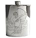 Kitchen & Housewares : Pewter hip flask with golf scene - 4oz