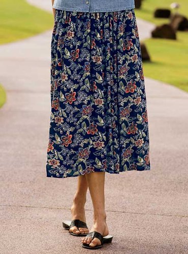 Navy Floral Skirt, Large