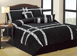 King Size Micro Fiber Black /White Zebra Comforter Set