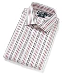 Ralph Lauren Mens White with Pink and Black Stripes Dress Shirt