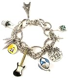 Chunky Antique Silver 3d Paris World Traveler ROCK STAR Themed Charm Bracelet with Eiffel Tower,...