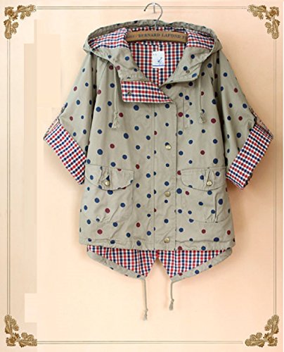 アウター ジャケット 綿コート パーカー ジャンパー 上着 ブルゾン コート フード付き 薄手 春物 秋物 カーキー ギンガムチェック ガーリー 森ガール K-288