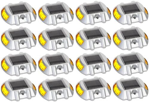 Solar Road Path Deck Dock Warning Lights w/ Yellow LED's (16 Pack)
