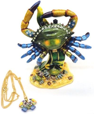 Blue Crab Enameled Jeweled Box