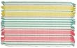 Durable Hand Woven 100% Cotton Colorful Pink and Green Striped Placemat 12x18 Inches Set / 6