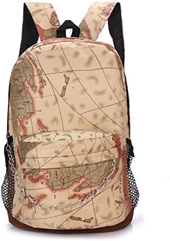 Women's Canvas Map National Flag Fashion Lovely Student School Backpack (Map Army Green)