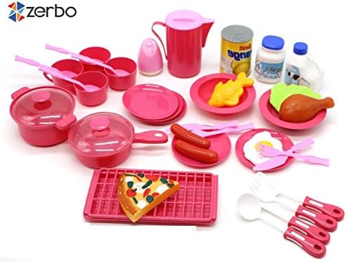 ZERBO 40 Pcs Mini Kitchen Serving Play Food Toy Set for Kids